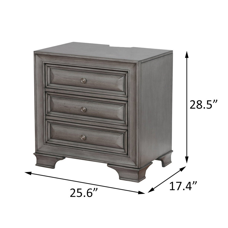 Table de chevet avec USB, gris, Gris