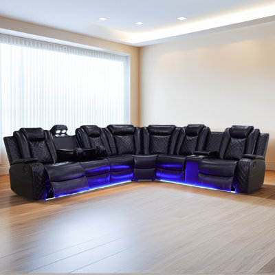 Wooton 3 - Piece 210" Power Reclining Faux Leather Living Room Ssctional by Latitude Run
