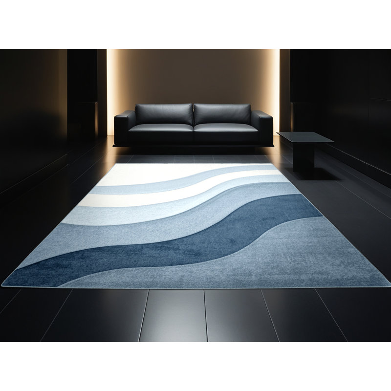Tapis bleu moelleux moelleux et moderne Elbridge, Carré 4 pi