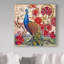 «Peacock Decor Red», impression sur toile tendue-31871454