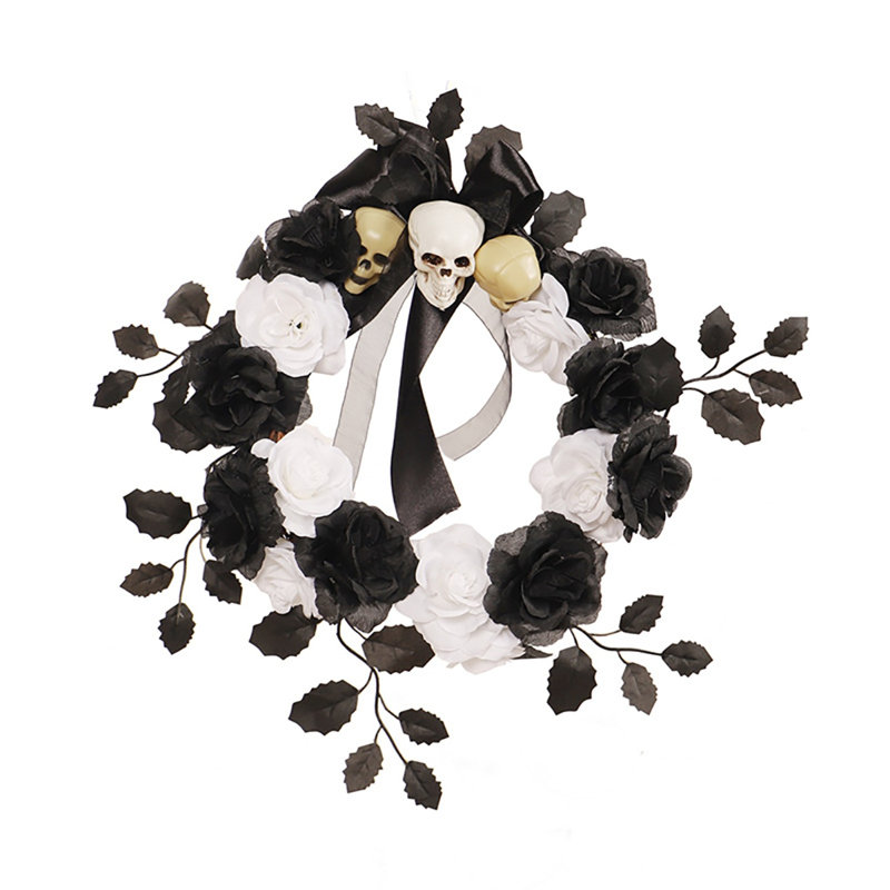 Couronne de crâne rose noire et blanche 11,8 po