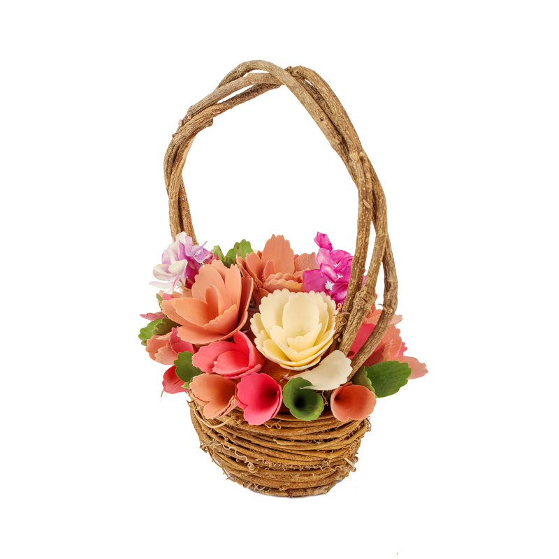Panier à fleurs rose printanier 10 po The Holiday Aisle®