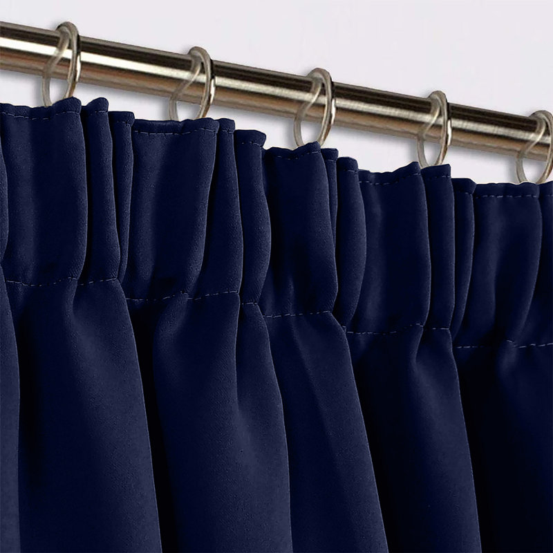 Premium Pencil Pleat Blackout Curtains 100% Light Blocking Thermal Window Drapes, 168cm Width x 228cm Drop, Navy