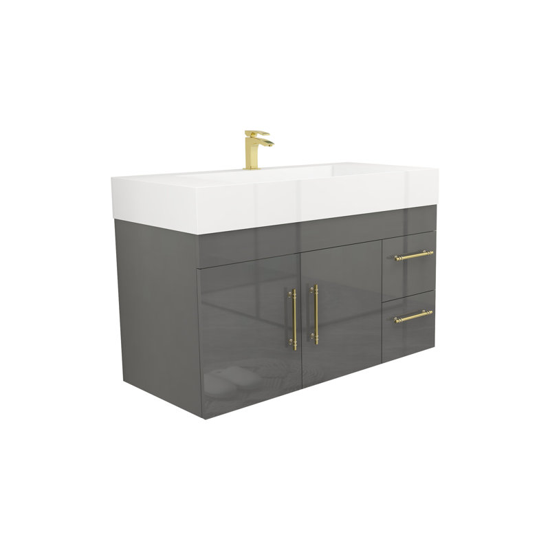 Ensemble de meuble-lavabo simple 42 po, Gris ultrabrillant