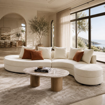  David 154"W Modern 4-Piece Boucle Curved Modular Sectional Sofa
