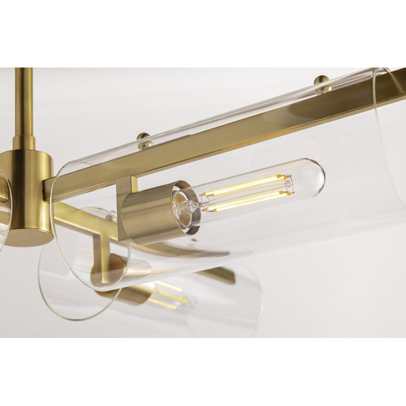 Lustre linéaire moderne Spoutnik 4 lumières Ariel, Laiton vieilli