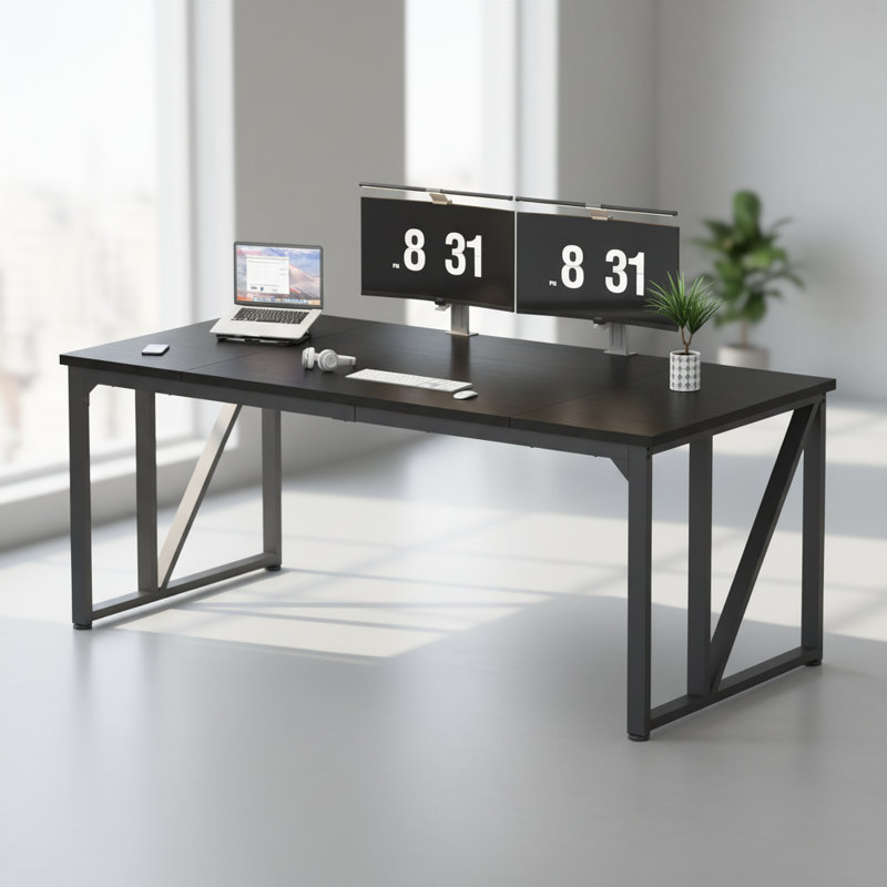Bureau d'ordinateur avec bureau plus épais, bureau pour bureau personnel, noir | Idée de cadeau, Noir / Noir
