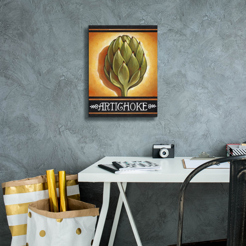 «Market Sign Artichoke» par Cathy Horvath-Buchanan, art mural sur toile, H 16 po x l 12 po x P 0,75 po