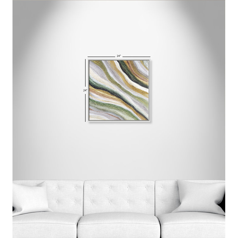 Modern Agate Green Tones - cadre flottant, reproduction d'art sur toile, Espresso, H 24 po x l 24 po x P 2 po