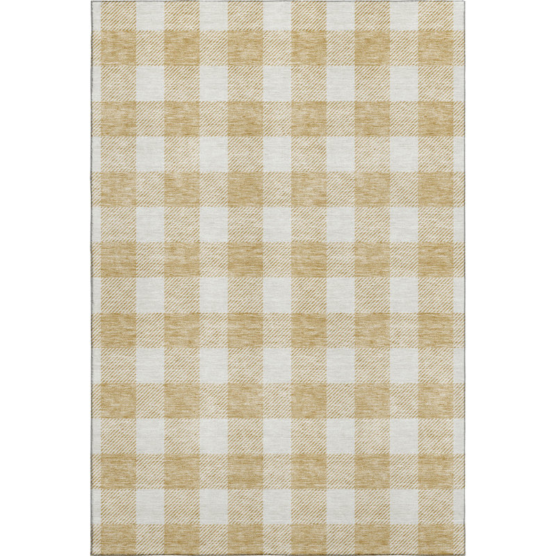 Premium Machine Washable Prisco Gold Rug, Rectangle 5' x 7'6"