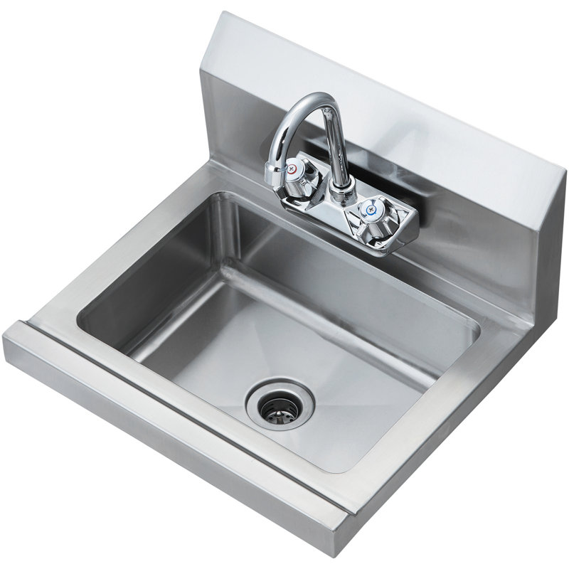 Commercial Hand Sink With Faucet, Stainless Steel Sink For Washing, Small Hand Washing Sink, Wall Mount Hand Basin, Utility Sink For Restaurant