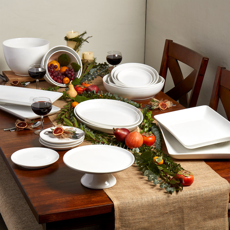 Denmark White Serveware Platter, 2" H x 12.5" W x 17" D