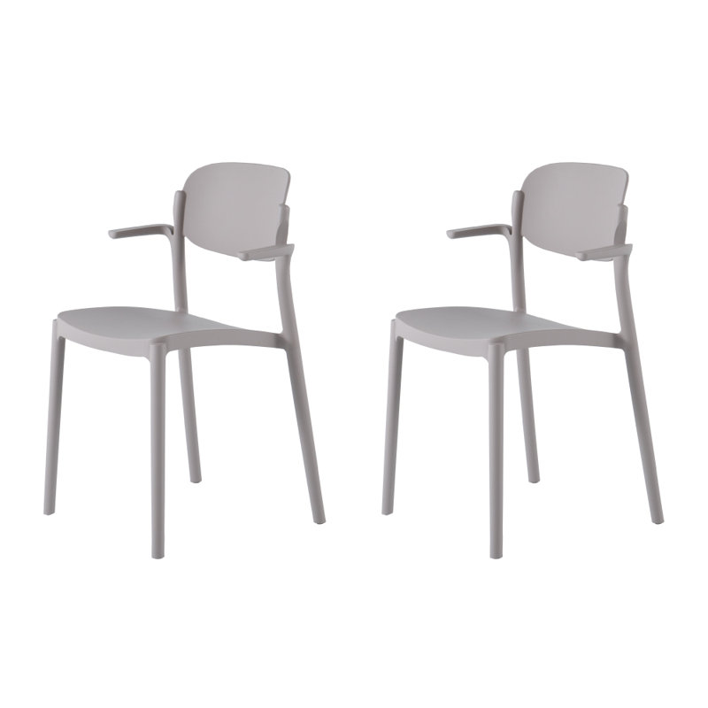 Chaise avec accoudoirs empilable Nallely, Gris