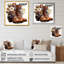 Art mural brun avec bottes Western Flower Blossoms II - Cowboys-1785696019-1785696108