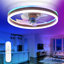Ventilateur de plafond encastré en noyer de 20 po avec lumière, profil bas, application et télécommande, moteur CC silencieux à 6 vitesses, DEL à intensité variable pour la chambre à coucher (éclairage haut et bas}-290089827-290089830-295176451