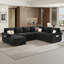 Canapé-lit d'angle en lin Ahn 103,5 po en forme de U avec lit gigogne, pouf amovible et rangement sous l'assise, noir-1661316053