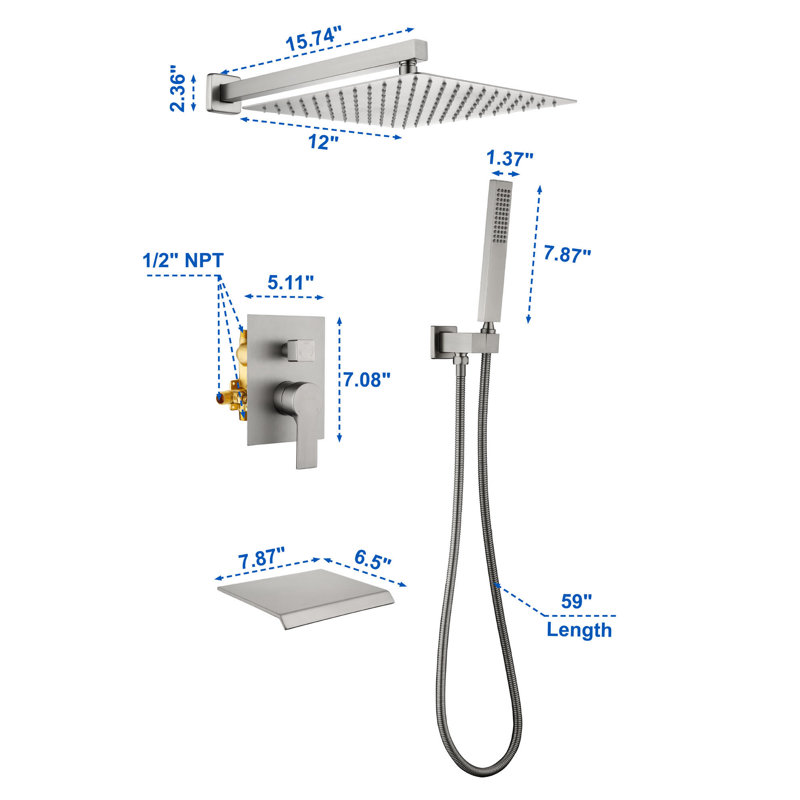 All-In-One Kit with Rough in-Valve, Brushed Nickel