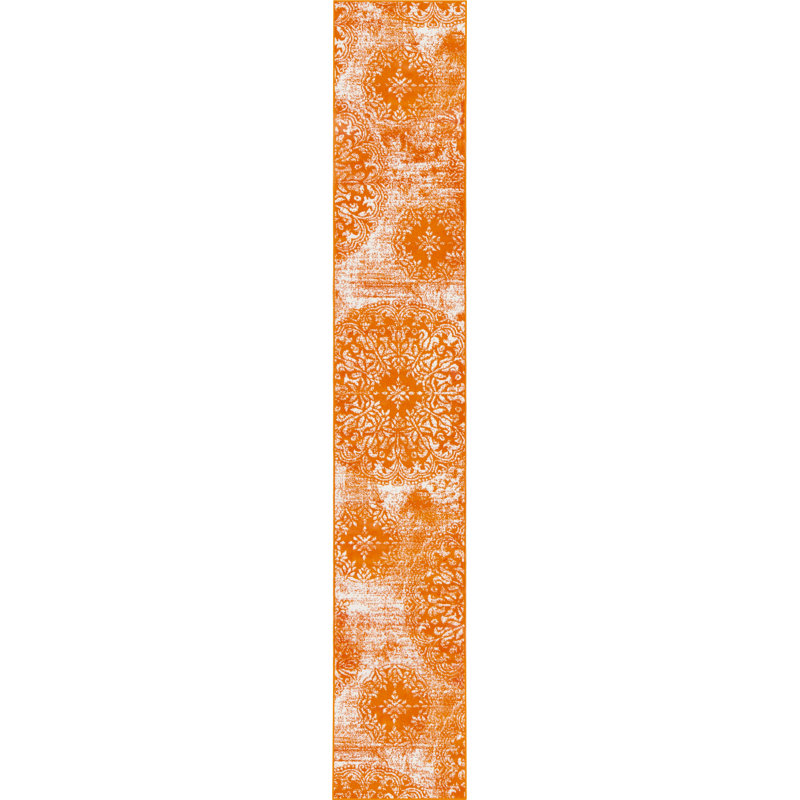 Brandt Floral Area Rug, Runner 2' x 9'10", Orange/Ivory