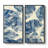 Large Framed Canvas Wall Art Set - Blue Botanical Leaf Modern Indigo Watercolor Beach House Prints 60"x30"x2pcs-877824703-877824696