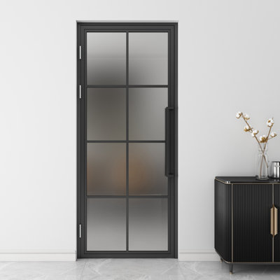 JUBEST Glass and Metal Frame Glass Hollow Swing Door Interior Standard Door