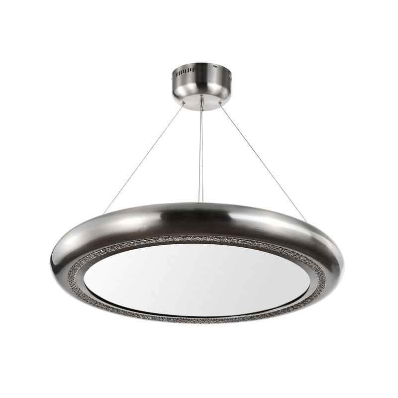 Lustre en cristal à DEL 3000k Palace, H 3,10 po x l 31,50 po x P 31,50 po, Nickel brossé