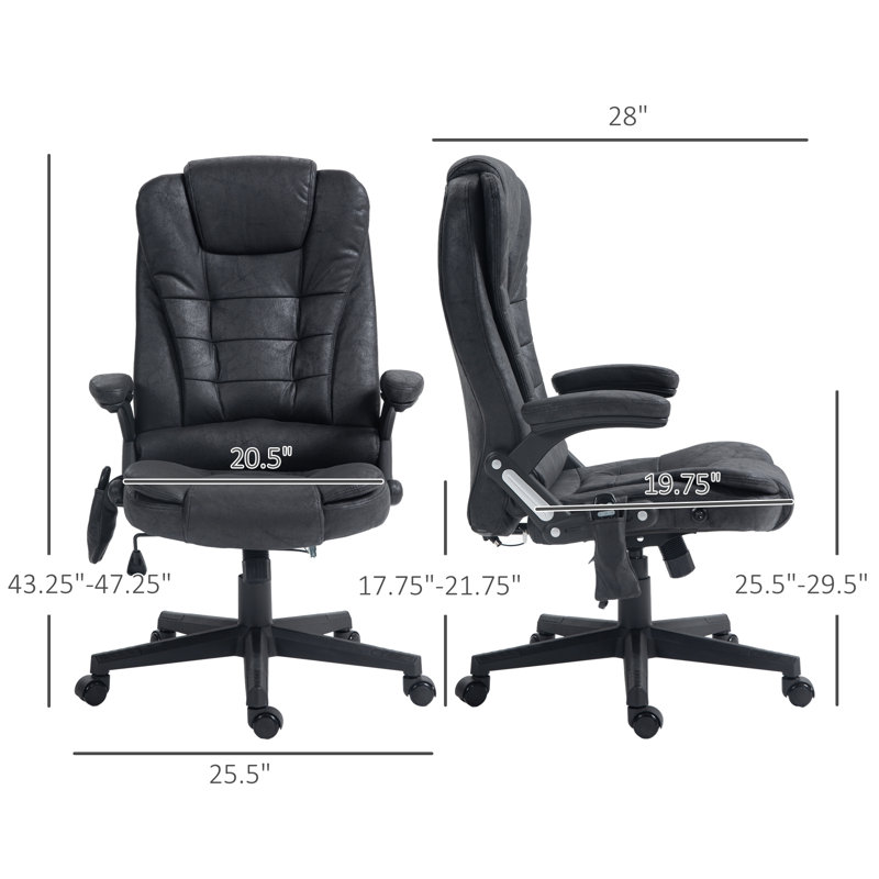 High Back Vibration Massage Office Chair with 6 Vibration Points, Heated Reclining with Remote, Dark Gray