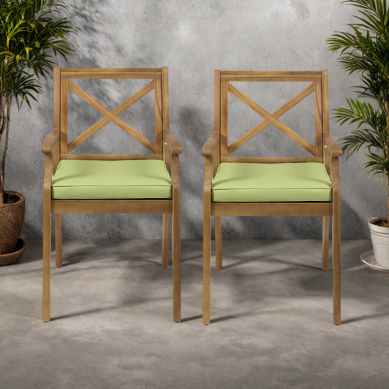 Chaise avec 2 coussins Perla, Vert/brun