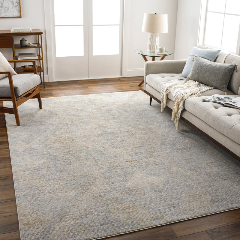 Don Abstract Machine Woven Polyester Area Rug in Gray/Slate/Beige, Rectangle 7'10" x 10'3"