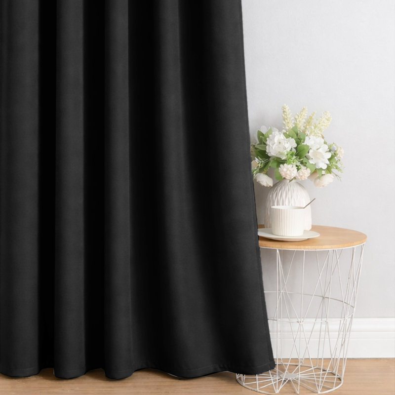 100% Room Darkening Blackout Drapes for Bedroom & Living Room, Black, 167cm Width x 228cm Drop