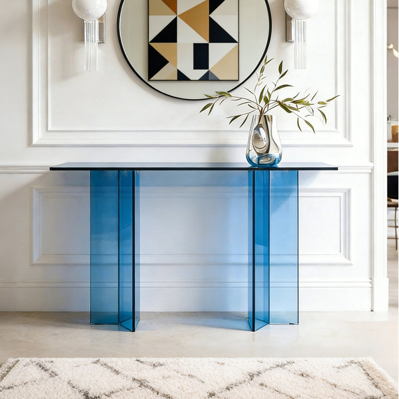 Console moderne en acrylique, H 31,5 po x l 55,12 po x P 13,78 po