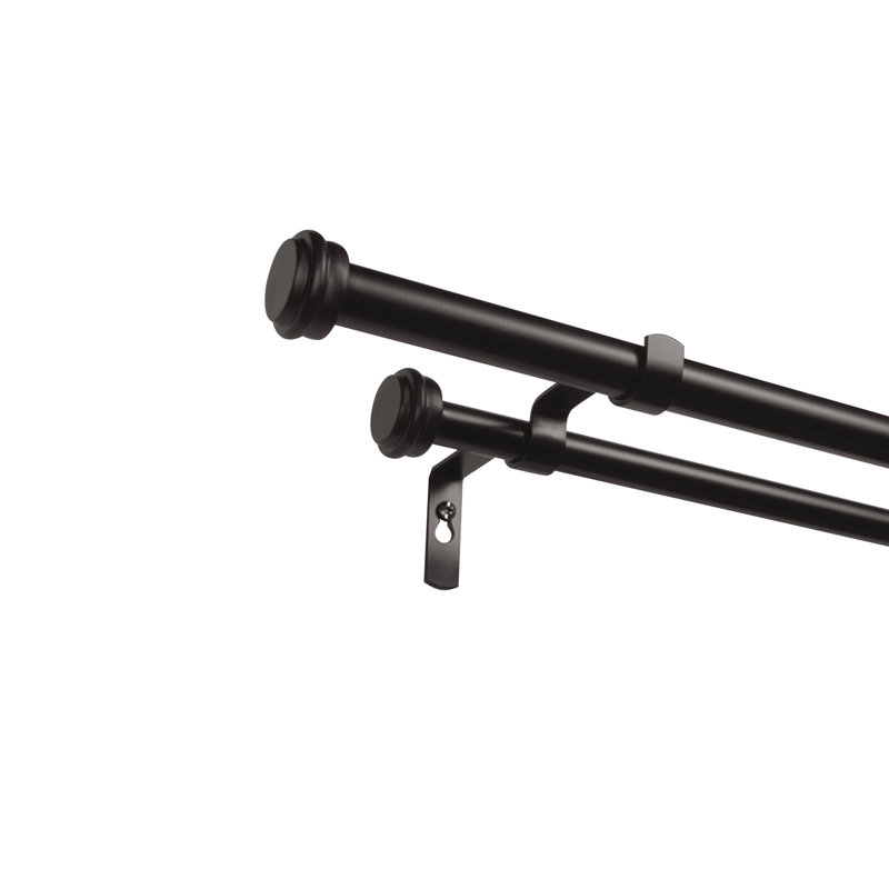 Ensemble de tringle à rideaux double avec fleuron Cheviot Exclusive Home, Bronze mat, 36" - 72"