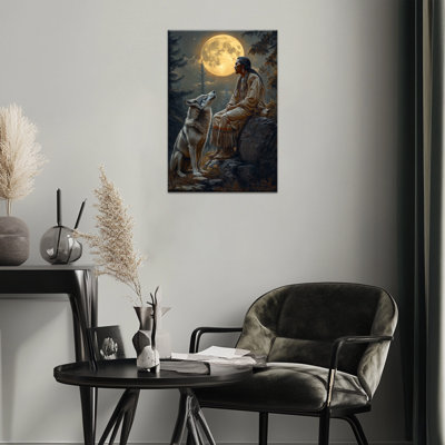 Art amérindien sur toile - Décoration murale de photos indiennes avec style sud-ouest et pleine lune