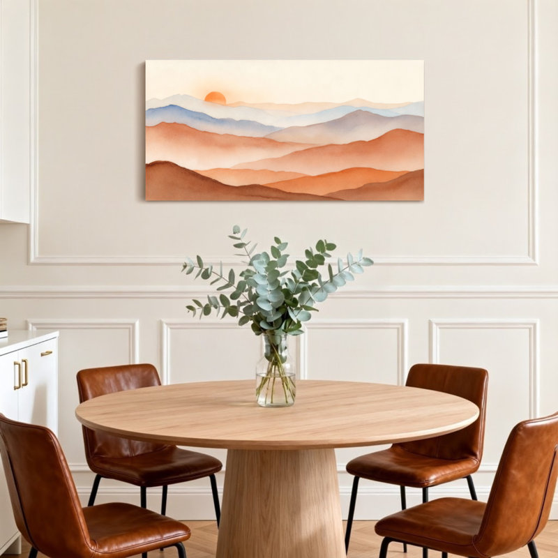 «Landscape & Nature Sunset Mountains Layers», reproduction d'art sur toile, H 16 po x l 32 po