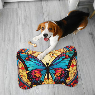 Mosaic Butterfly Art - 1 Piece Bone Shape Feeding Mat