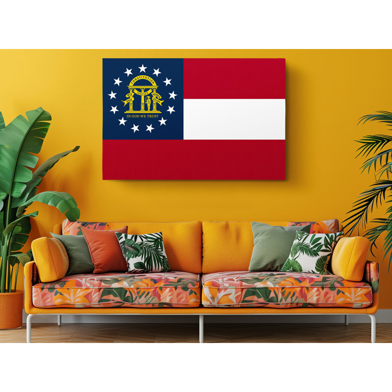 Drapeau de l'État de Géorgie - impression sur toile tendue, L 60 po x H 40 po