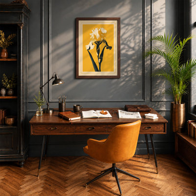 Iris in Gold Botanical - Framed Print