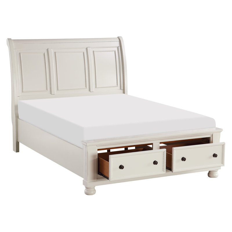 Tynemouth Sleigh Storage Bed, Queen, White Sand Through