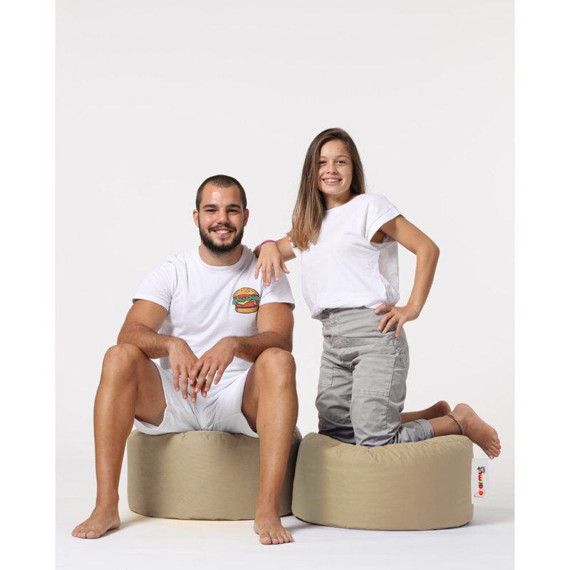 Stylish Garden Pouffe, Waterproof, 21.7 in Diameter x 11.8 in Height | 100% Polyester Fabric, 100% Original Bead Styrofoam, Max Weight Capacity: 440 lbs | Camel Color, Perfect for Modern Outdoor Entertainment & Relaxation