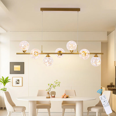 Nirupa 7 - Light Glass Dimmable LED Kitchen Island Linear Pendant with Remote Control Included