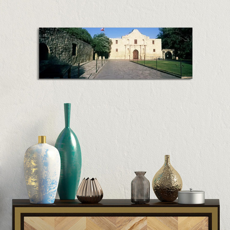 Facade Of A Building, The Alamo, San Antonio, Texas, USA by Panoramic Images - Wrapped Canvas Panoramic Print
