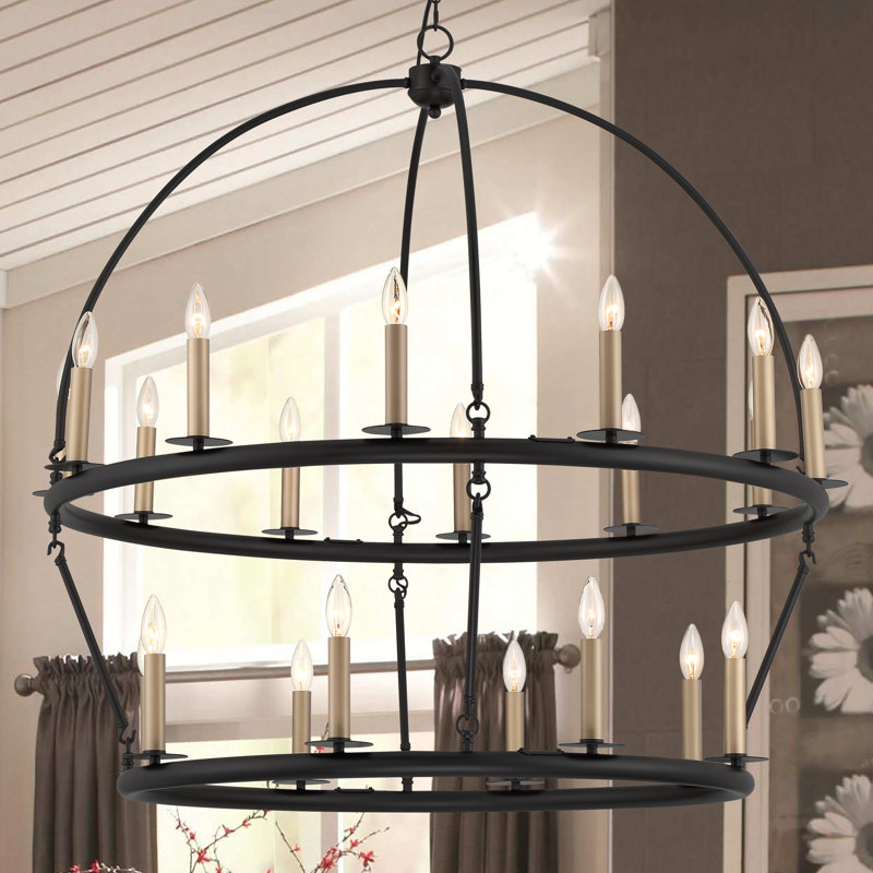 Lustre en forme de roue de chariot à 20 lumières Pinos