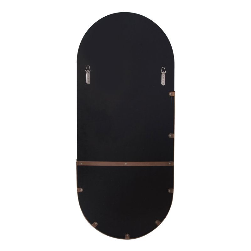 Dante Oval Stainless Steel Beveled Mirror, Rose Gold