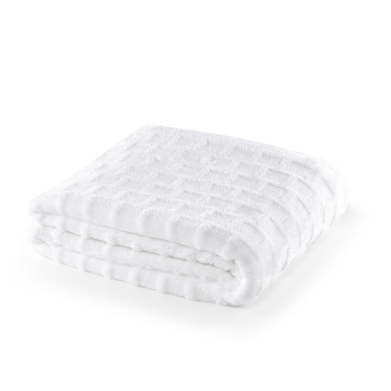 Jeté en velours et velours CBCHome, Blanc brillant