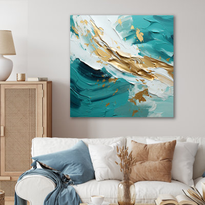 Golden Morning Glory, peinture sur toile bleu sarcelle - reproduction sur toile
