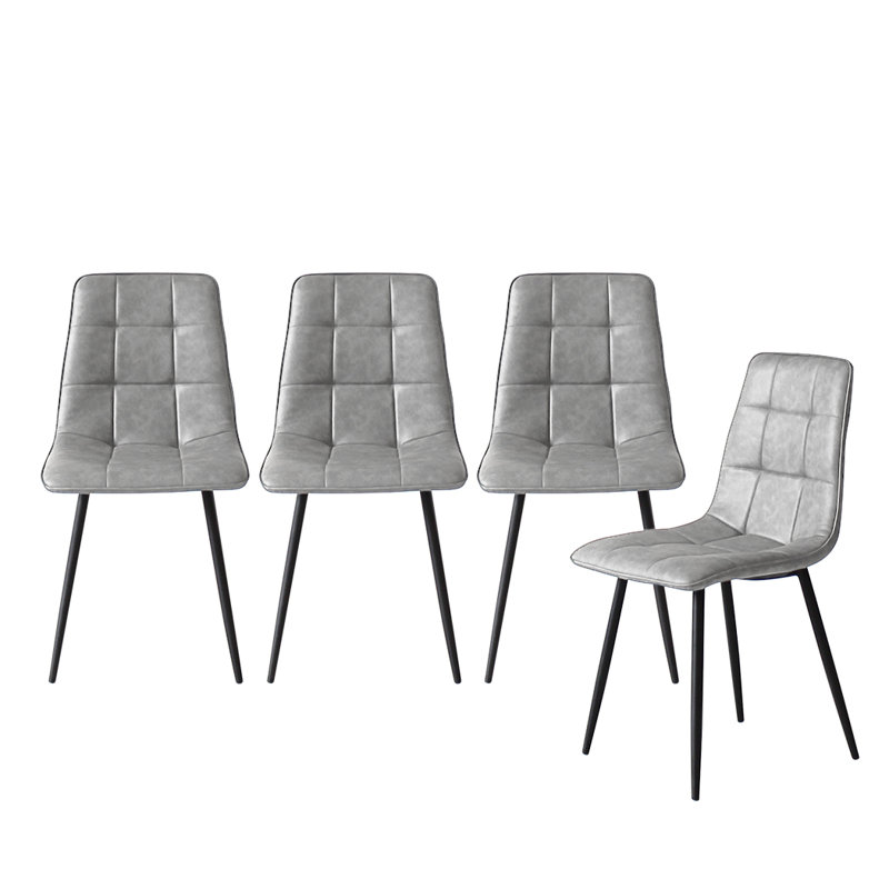44cm H Tufted Polyurethane Upholstered Upholstered Back Stacking Accent in Grey