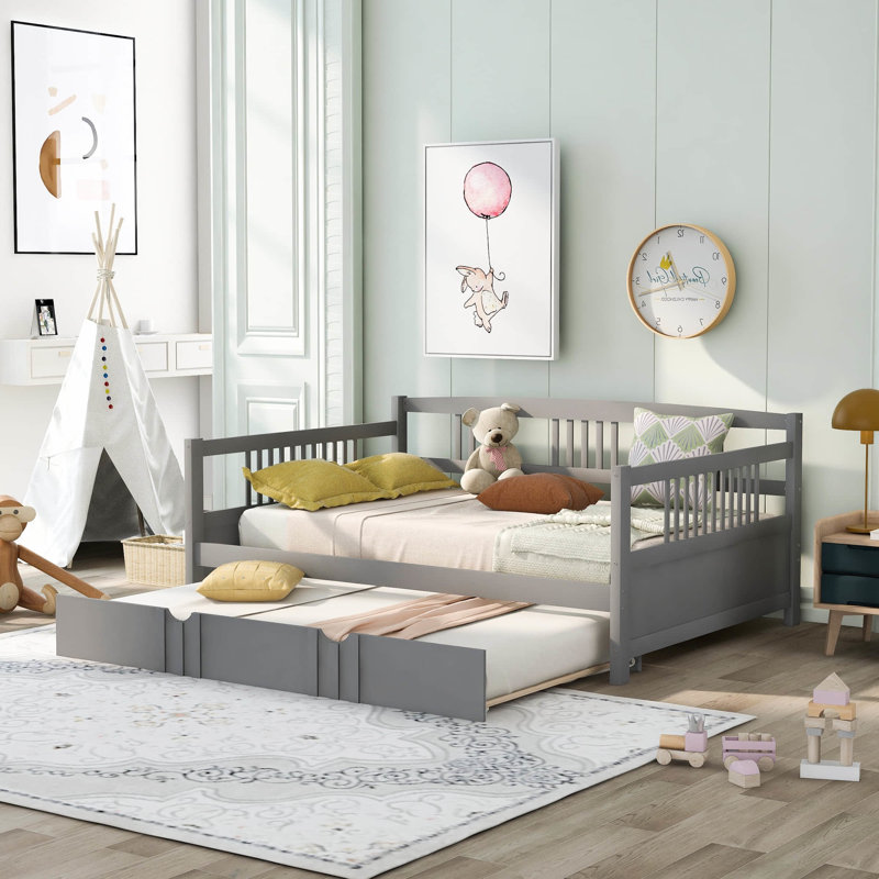 Lit de jour avec couchette Safak, Lit double, Gris
