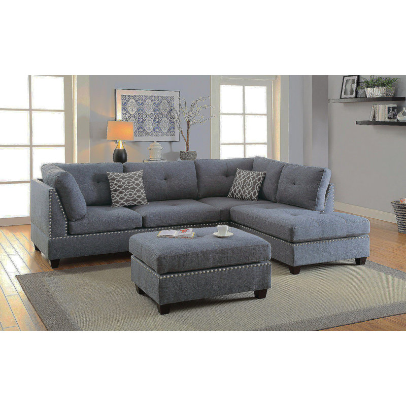 3 pièces Canapé modulaire gris et gris