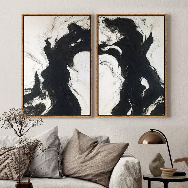 Framed Canvas Wall Art - Vintage Abstract Wall Prints for Bedroom, Natural, 24" H x 16" W