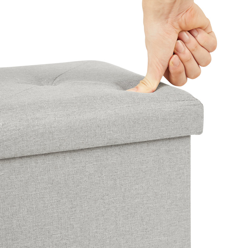 Tayah Upholstered Ottoman, Light Gray Polyester Blend