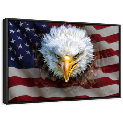 " Bald Eagle On US Flag Wall Art "